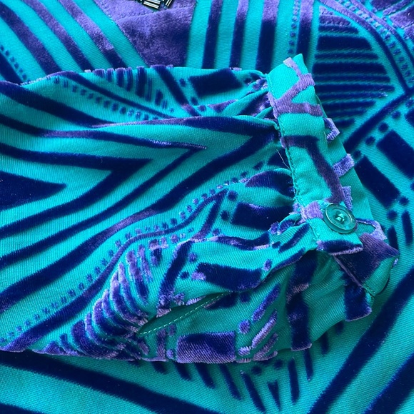 HALE BOB top in teal& deep purple velvet, beading at v neck line, small, EUC - Picture 6 of 12